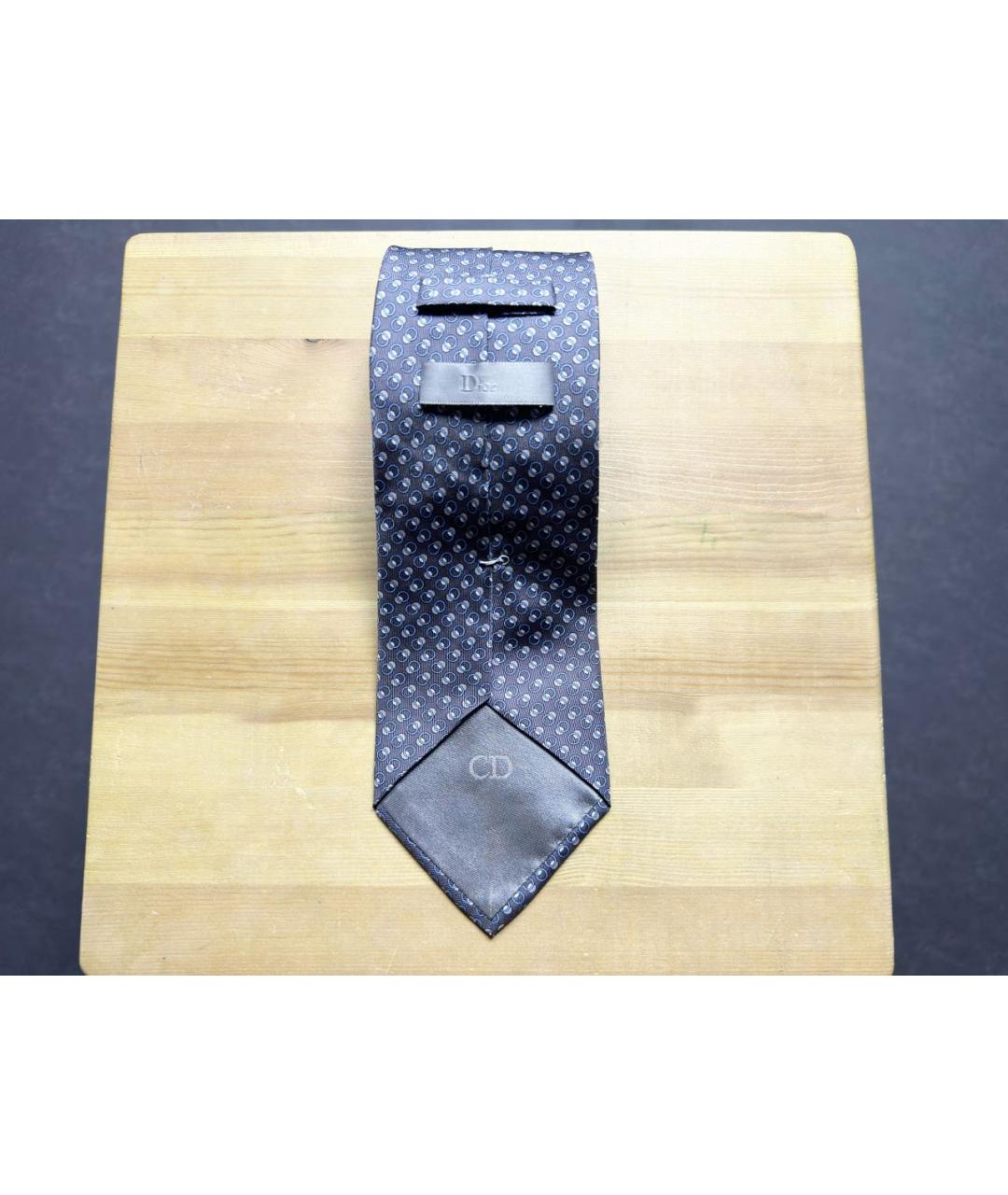 CHRISTIAN DIOR Серый шелковый галстук, фото 2