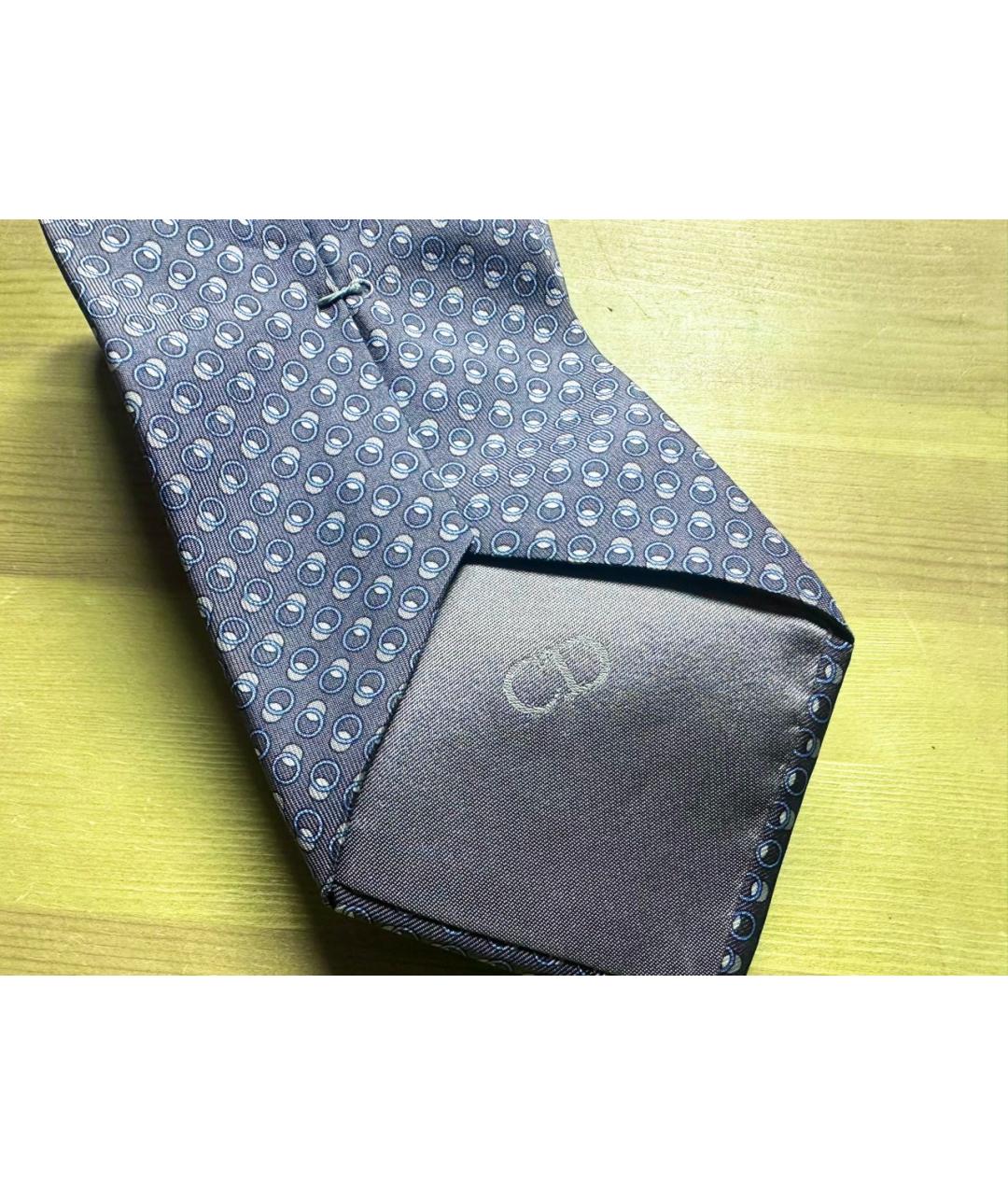 CHRISTIAN DIOR Серый шелковый галстук, фото 7