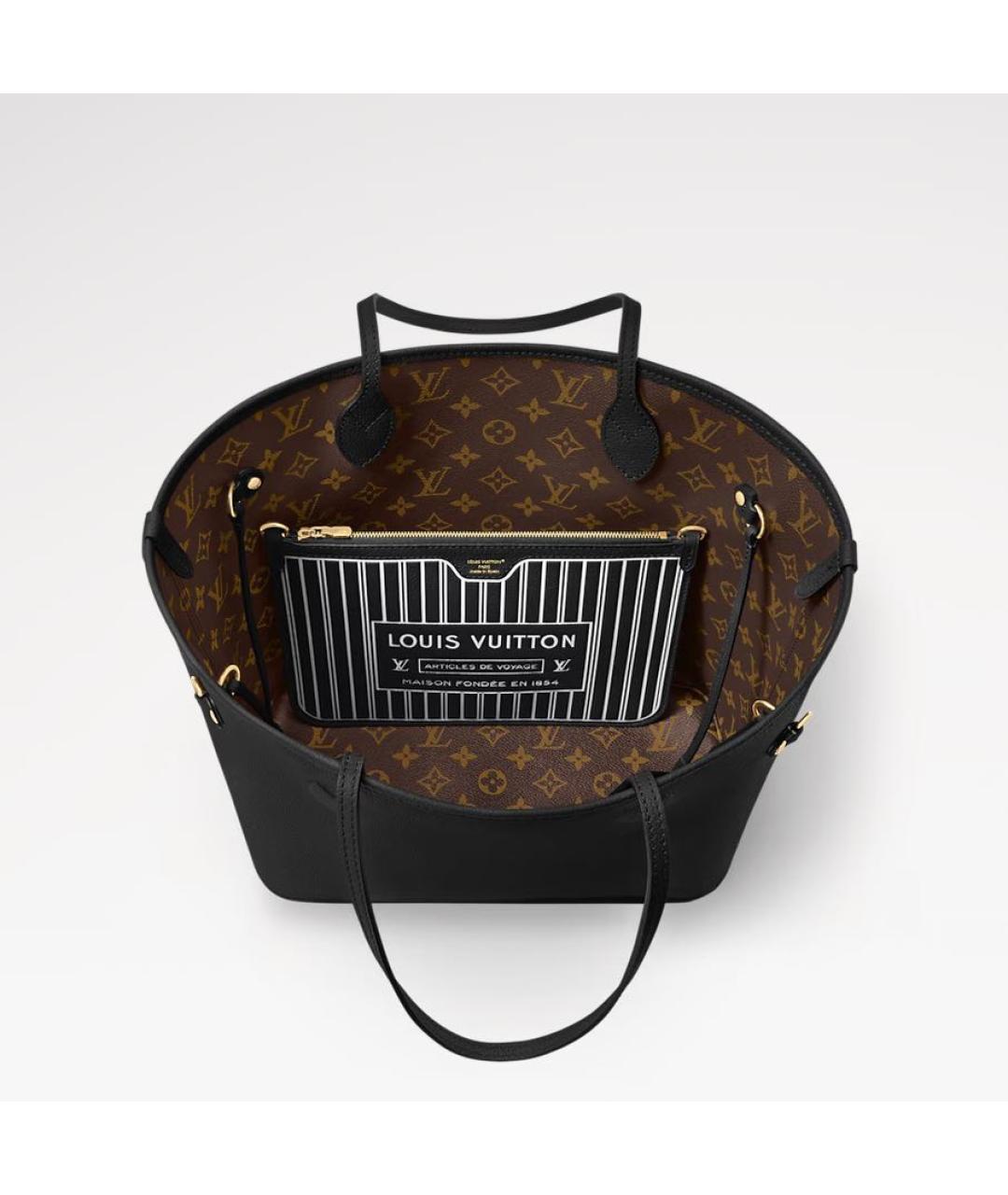 LOUIS VUITTON Черная кожаная сумка тоут, фото 3