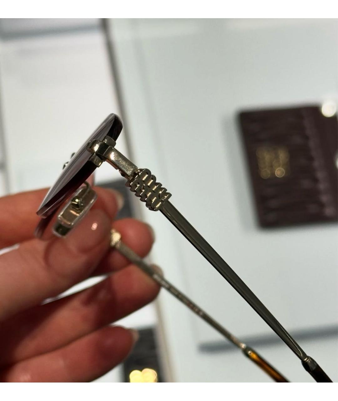 MIU MIU Розовые металлические солнцезащитные очки, фото 4