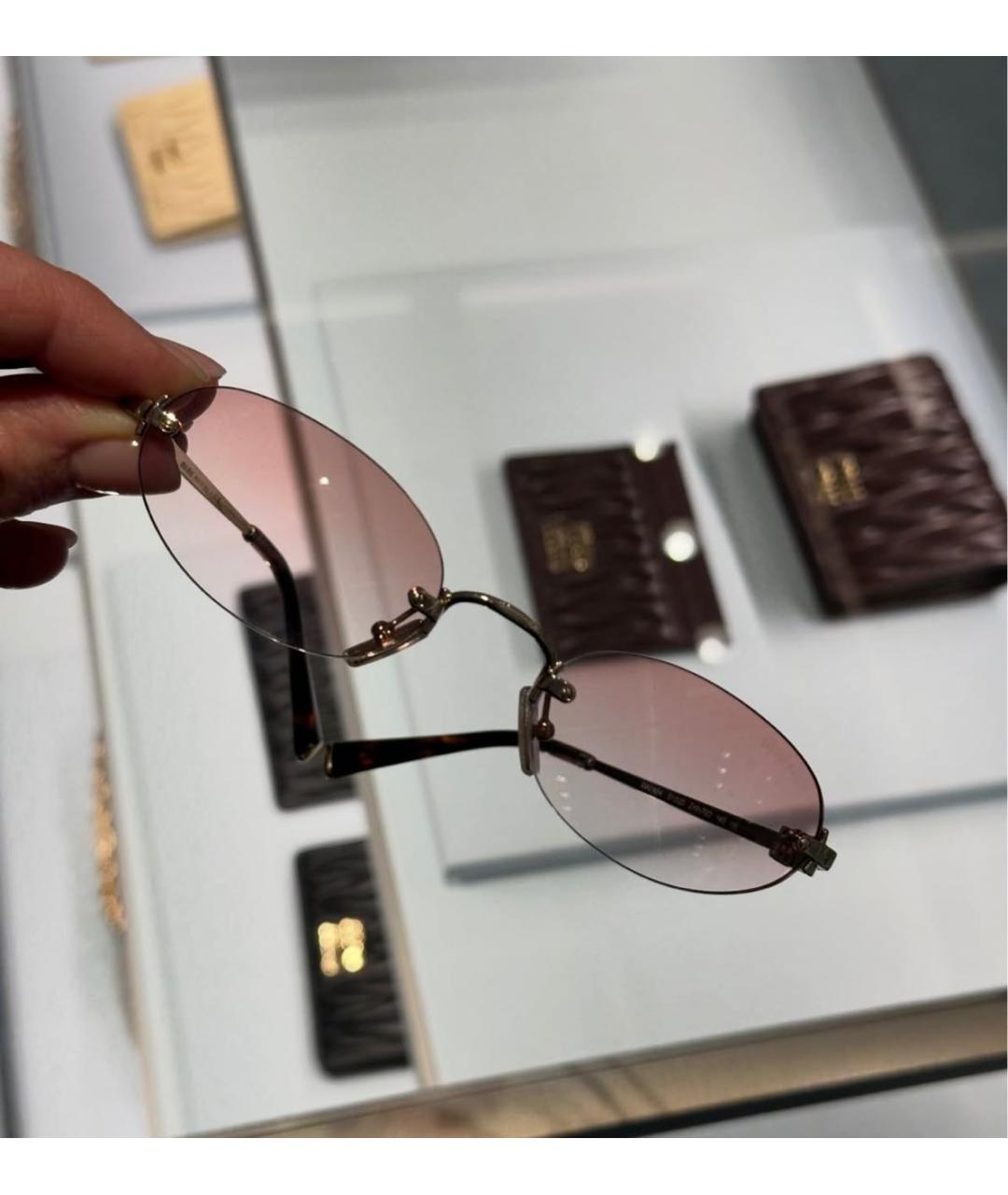 MIU MIU Розовые металлические солнцезащитные очки, фото 3