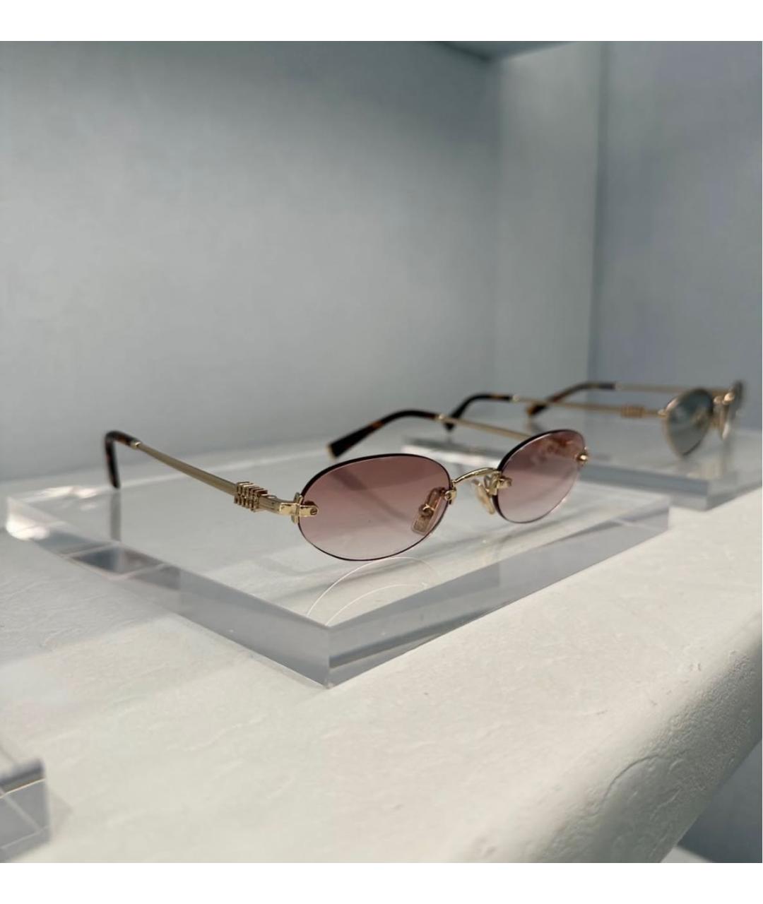 MIU MIU Розовые металлические солнцезащитные очки, фото 2