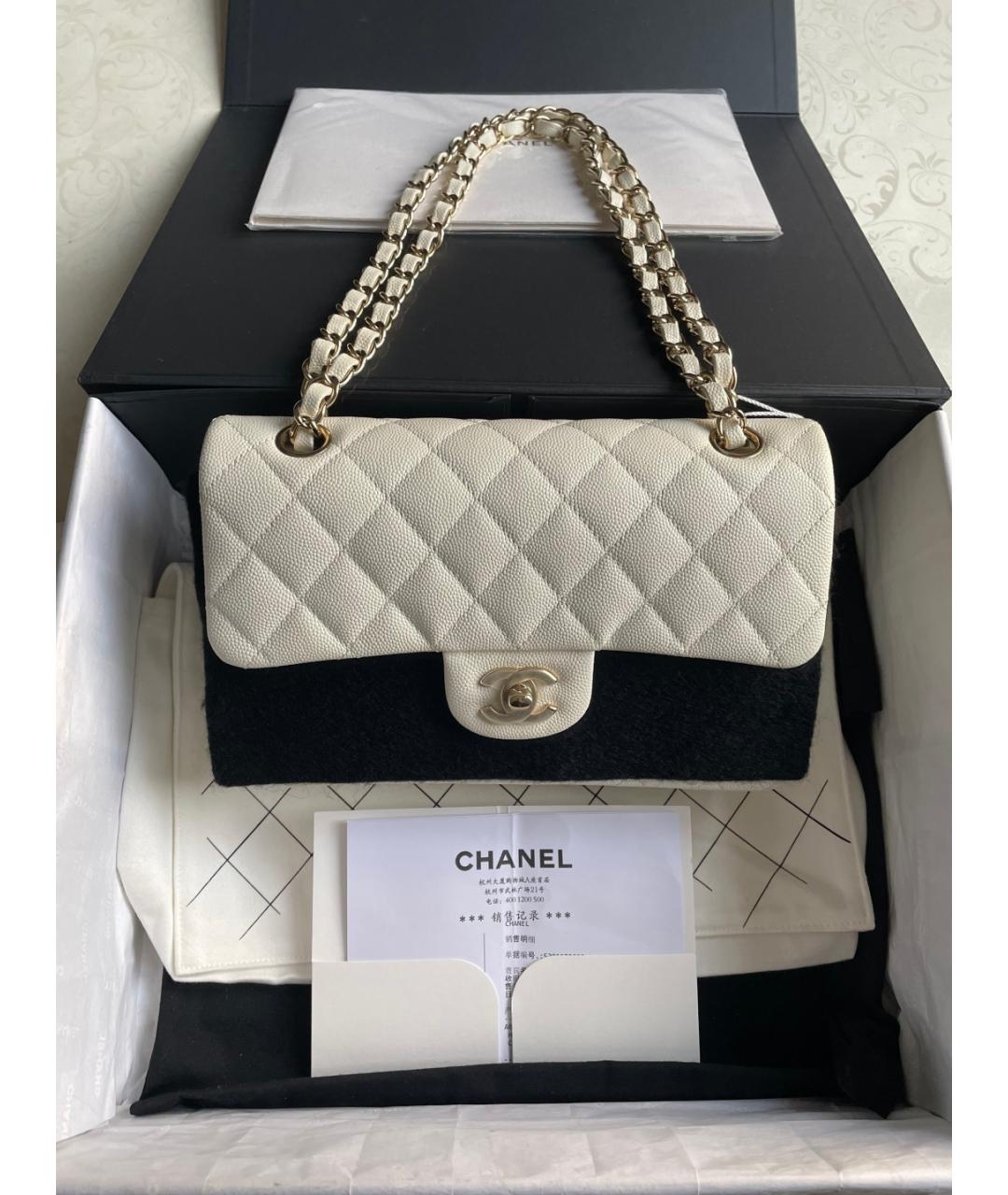 CHANEL Белая кожаная сумка через плечо, фото 7