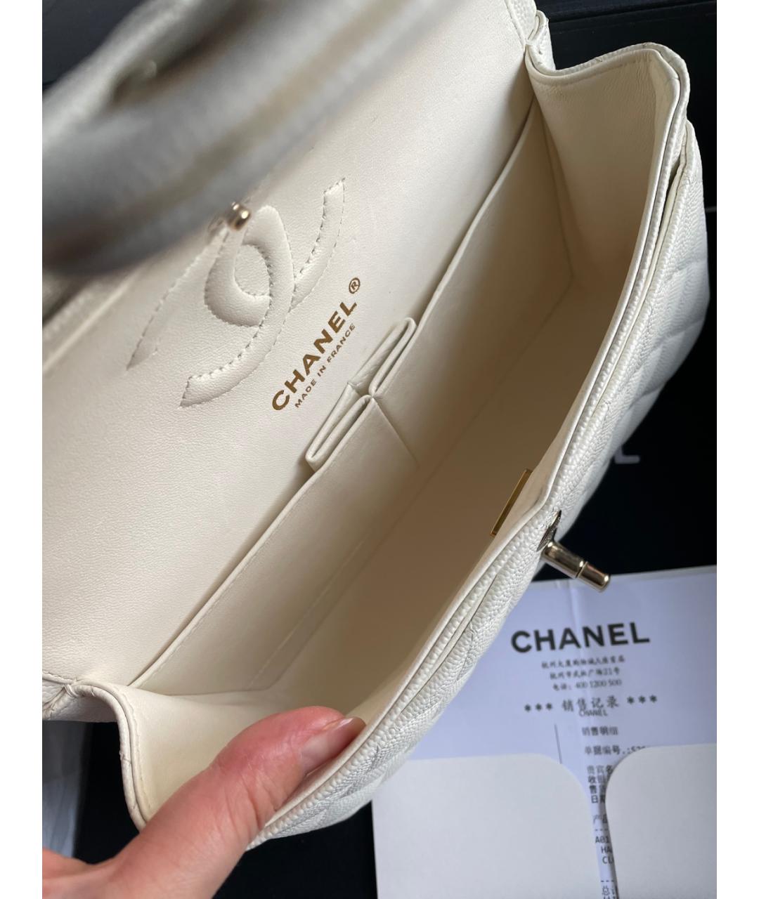 CHANEL Белая кожаная сумка через плечо, фото 6