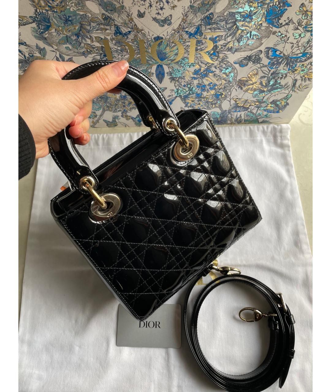 CHRISTIAN DIOR Черная сумка тоут из лакированной кожи, фото 3