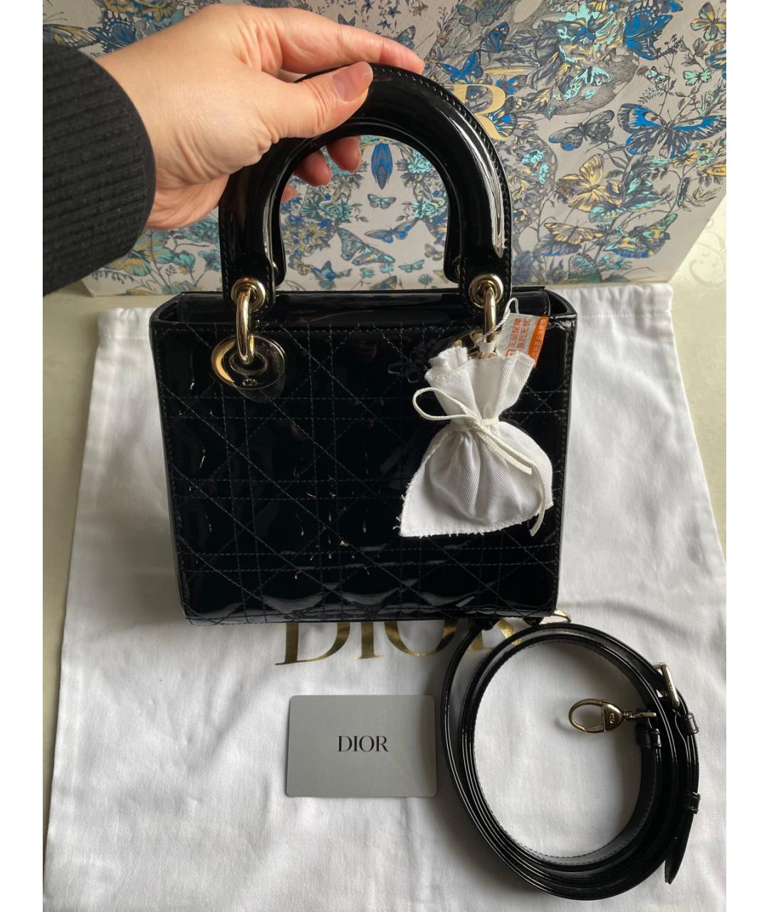 CHRISTIAN DIOR Черная сумка тоут из лакированной кожи, фото 7