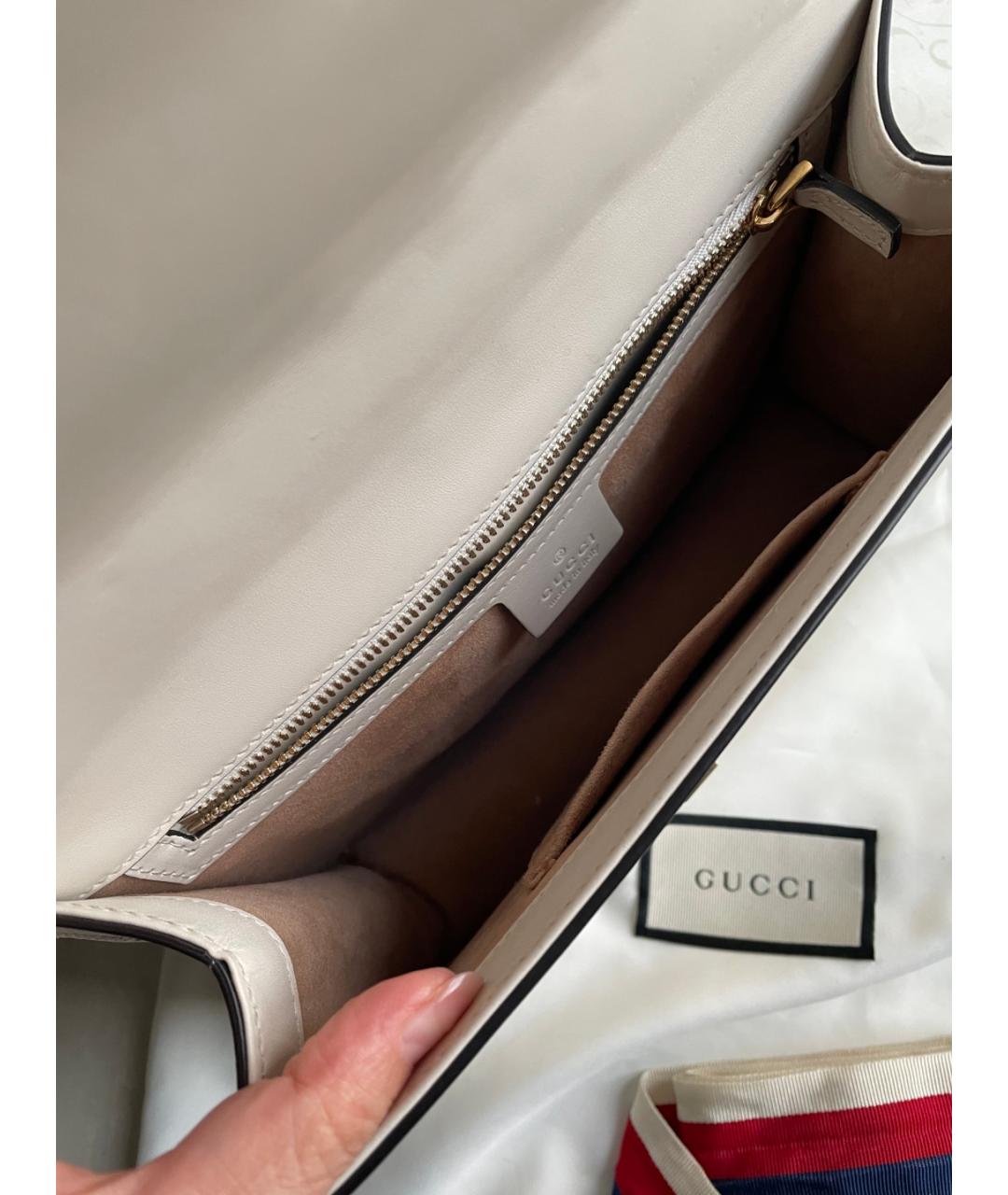 GUCCI Белая кожаная сумка через плечо, фото 6