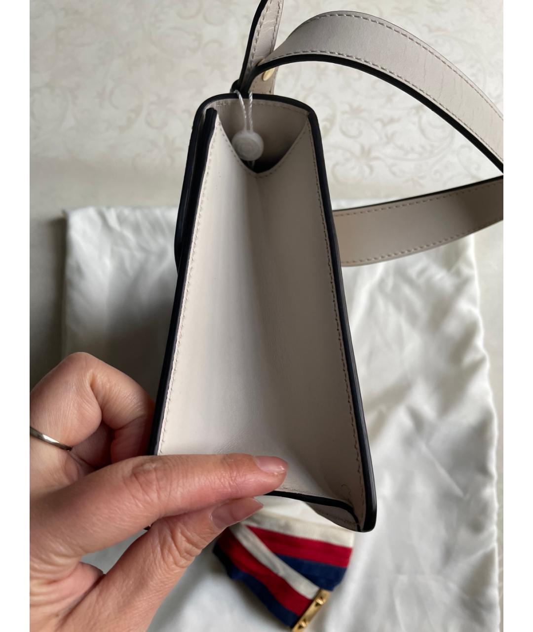 GUCCI Белая кожаная сумка через плечо, фото 5