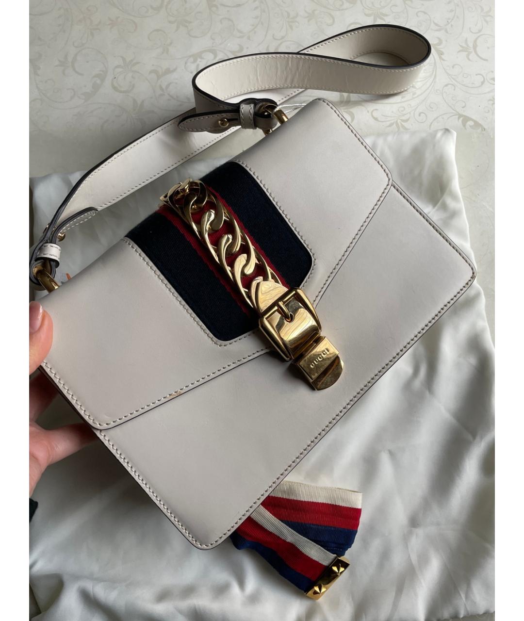 GUCCI Белая кожаная сумка через плечо, фото 2