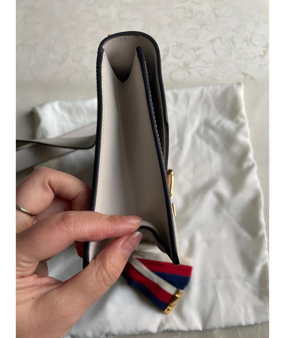 GUCCI Белая кожаная сумка через плечо, фото 4