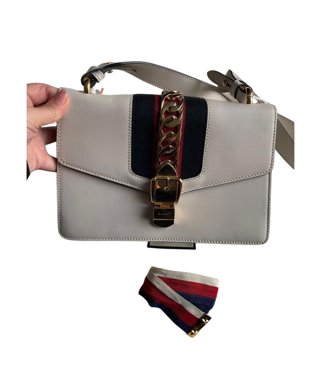 GUCCI Белая кожаная сумка через плечо, фото 8