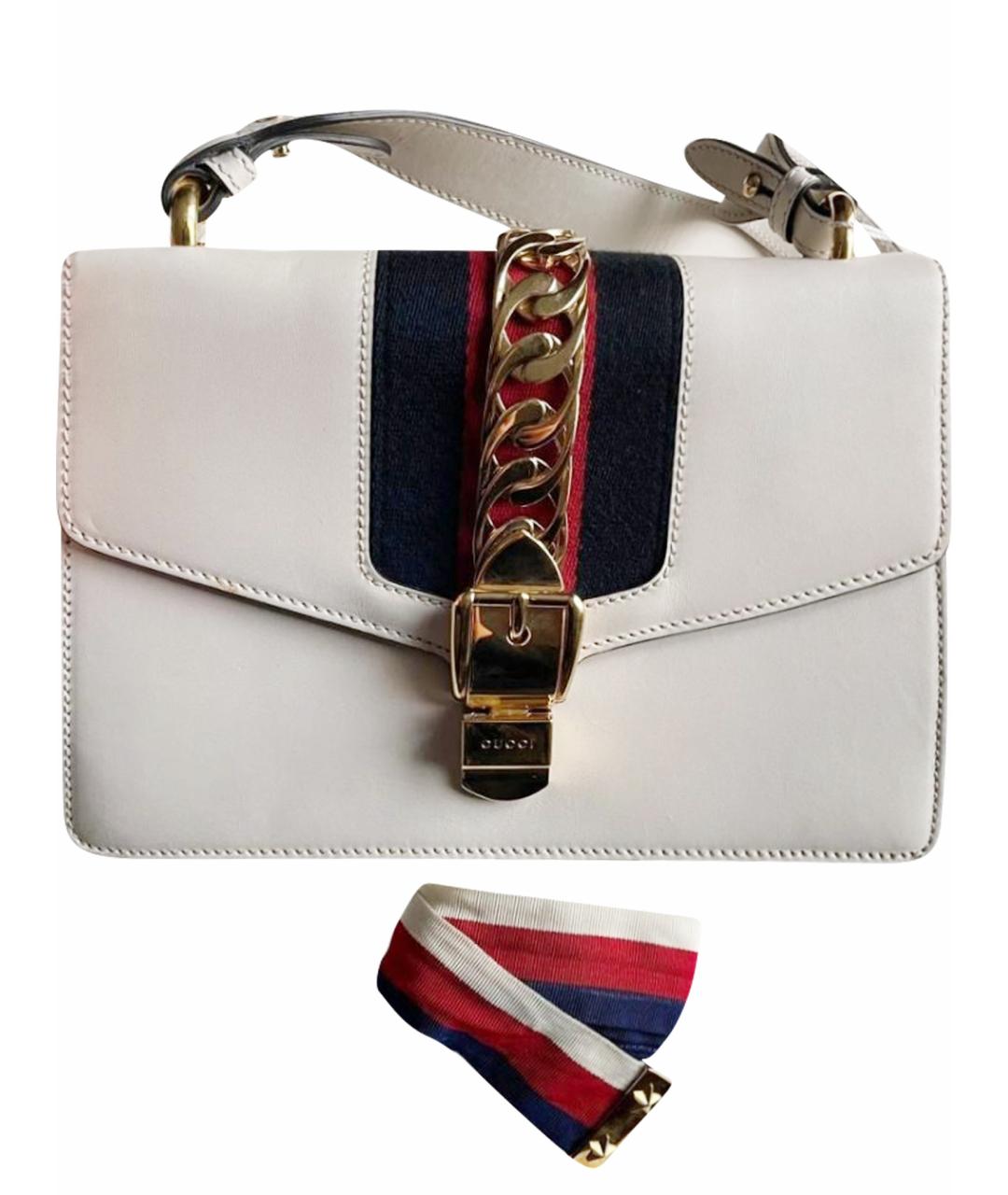 GUCCI Белая кожаная сумка через плечо, фото 1