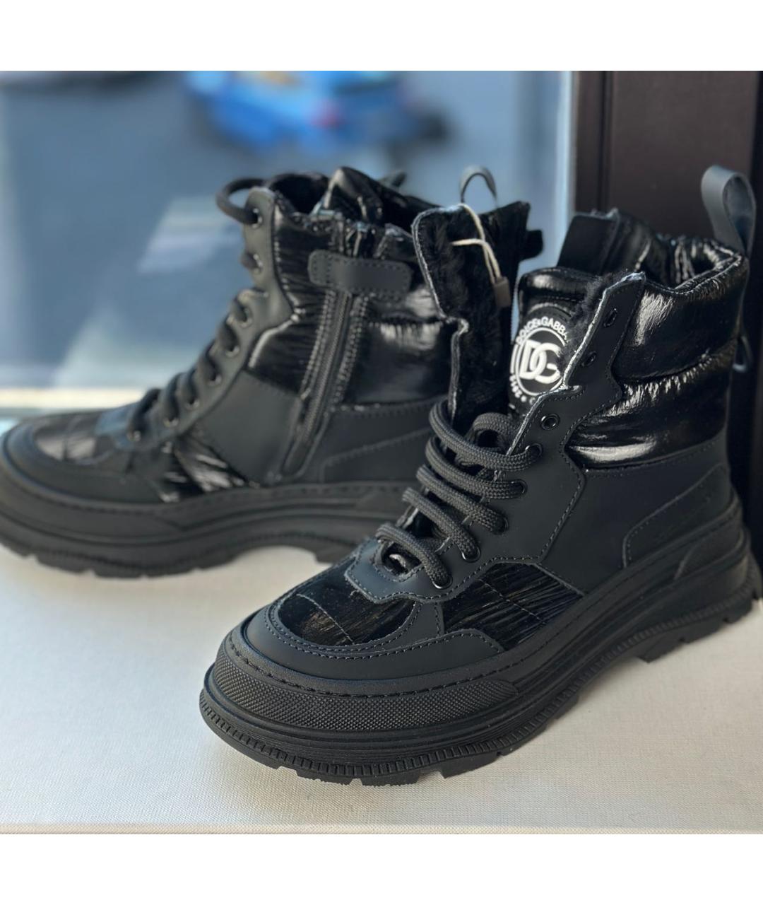 DOLCE&GABBANA Черные кожаные ботинки, фото 3