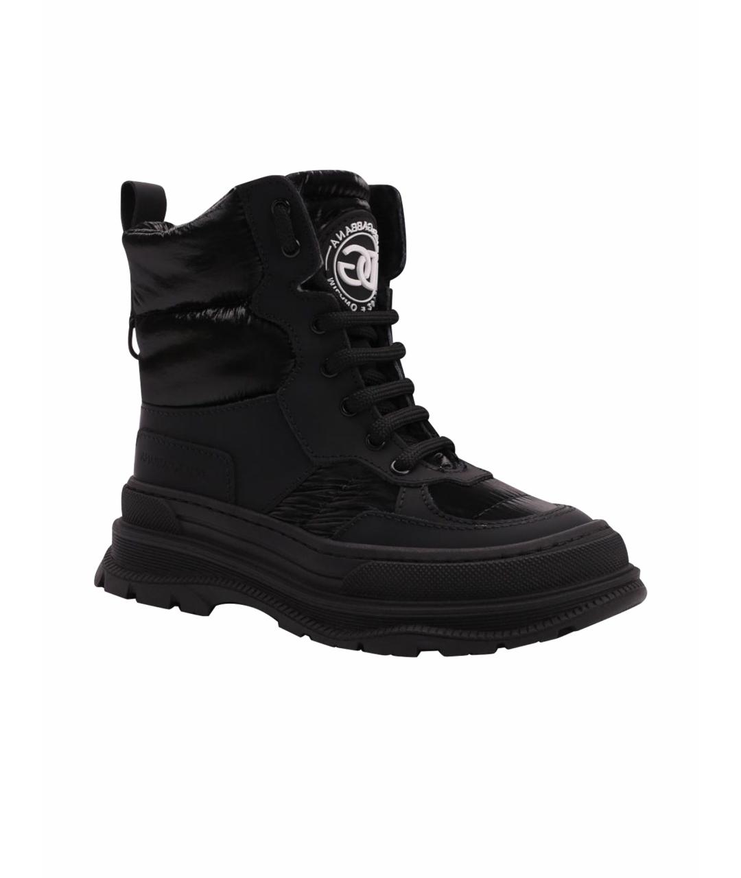 DOLCE&GABBANA Черные кожаные ботинки, фото 1