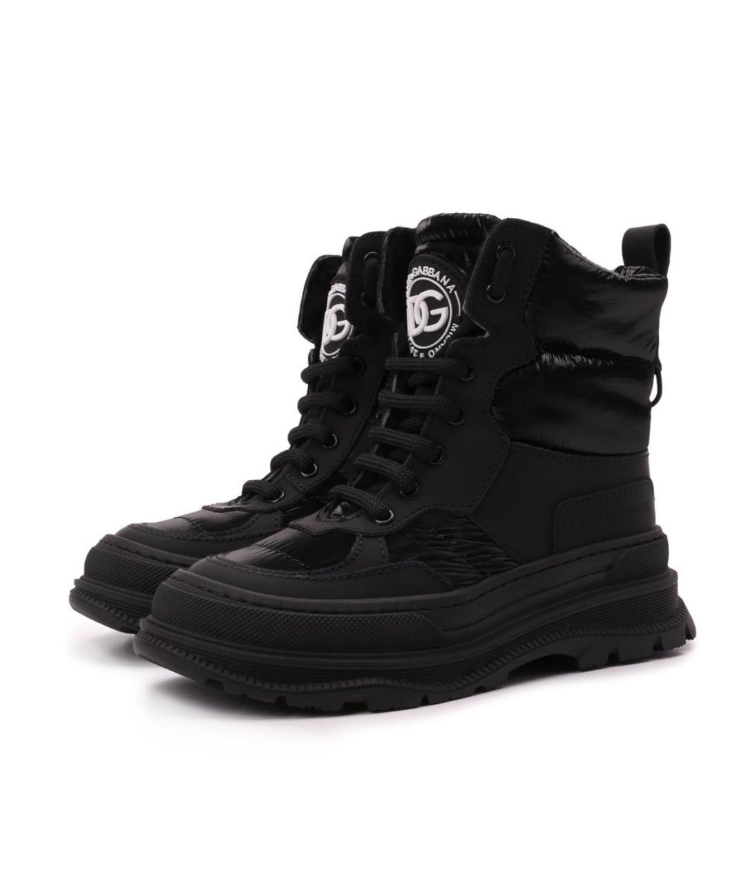 DOLCE&GABBANA Черные кожаные ботинки, фото 8