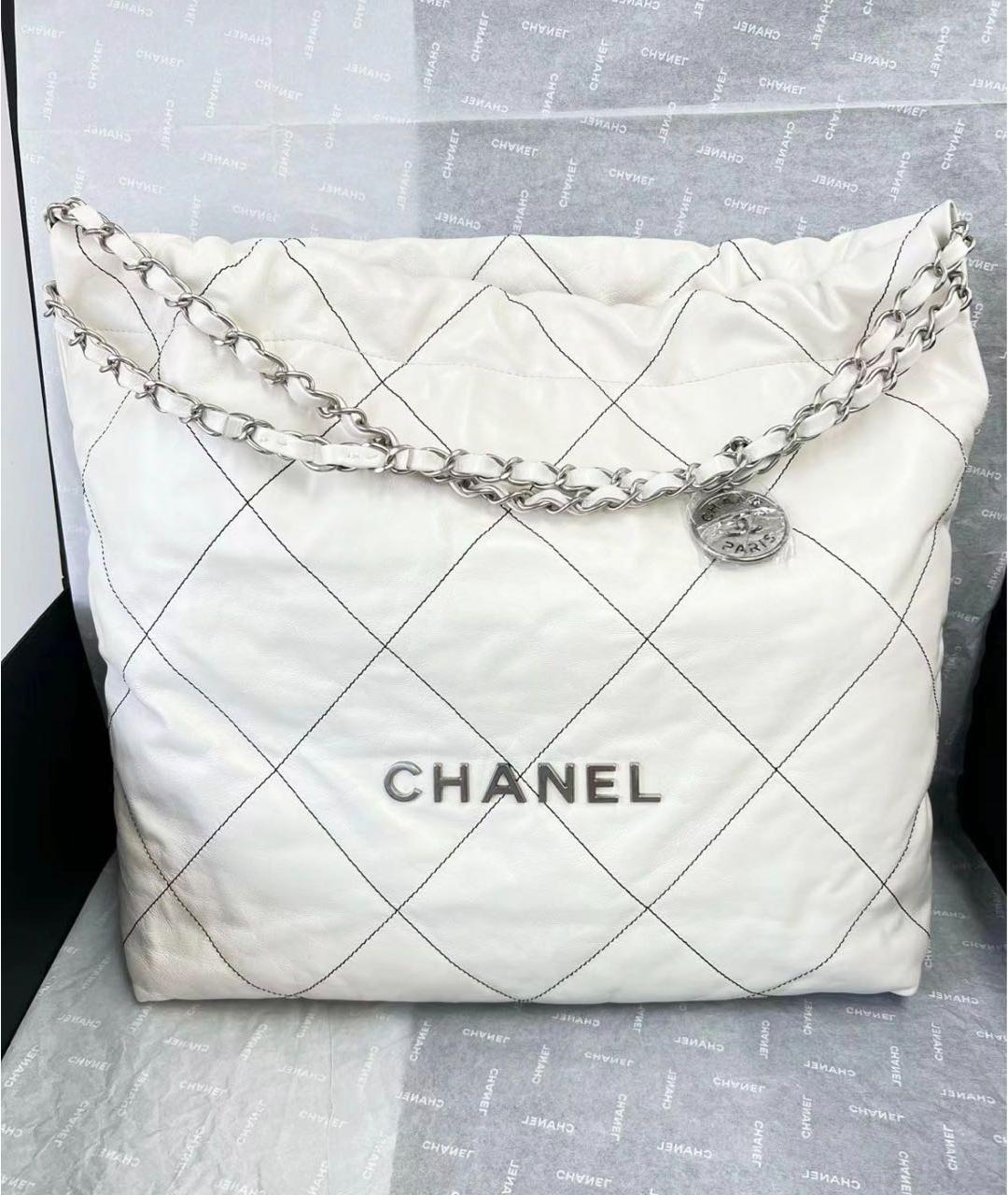 CHANEL Белая кожаная сумка через плечо, фото 2