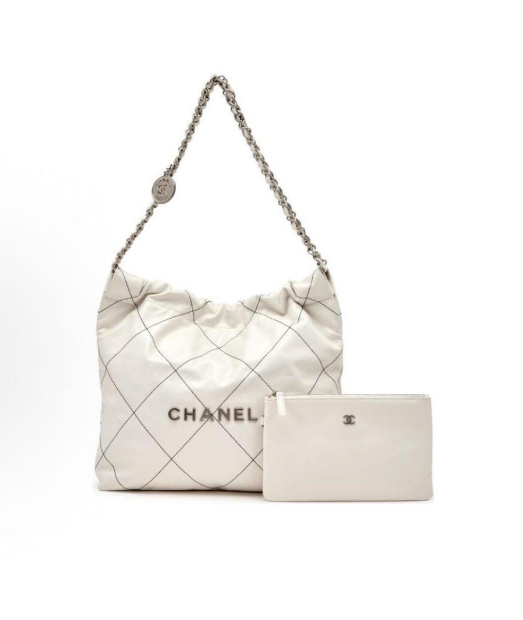 CHANEL Белая кожаная сумка через плечо, фото 5