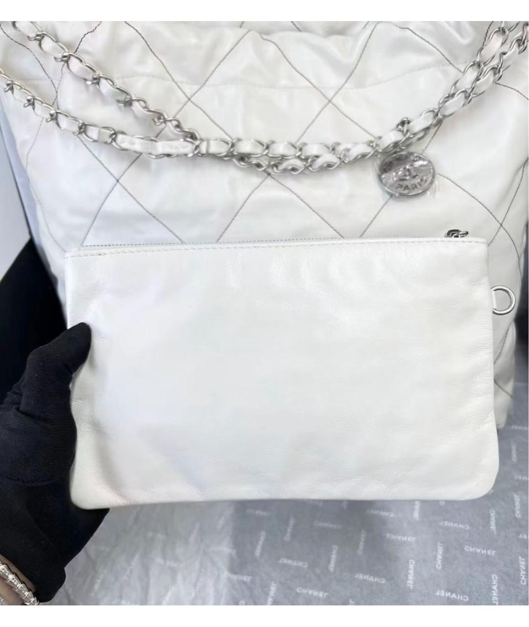 CHANEL Белая кожаная сумка через плечо, фото 4