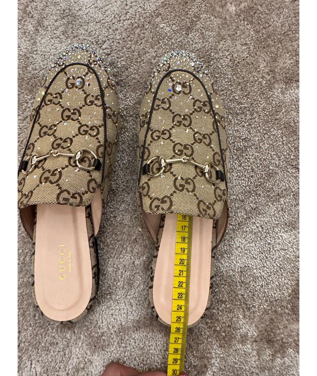 GUCCI Бежевые текстильные мюли, фото 3