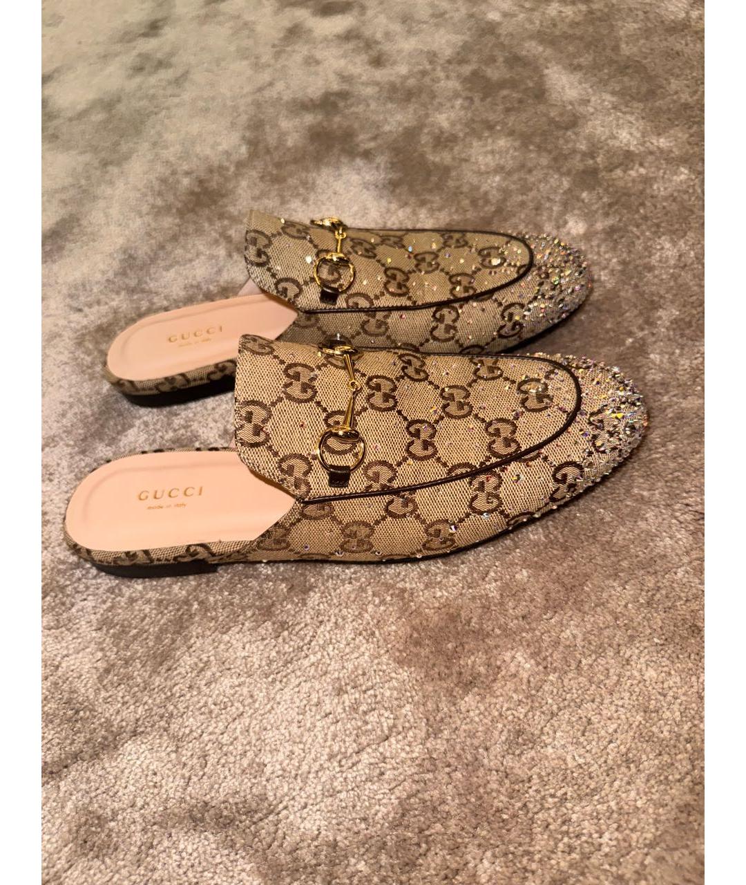 GUCCI Бежевые текстильные мюли, фото 6