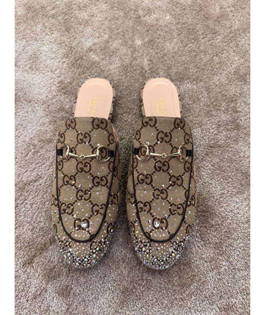 GUCCI Бежевые текстильные мюли, фото 2