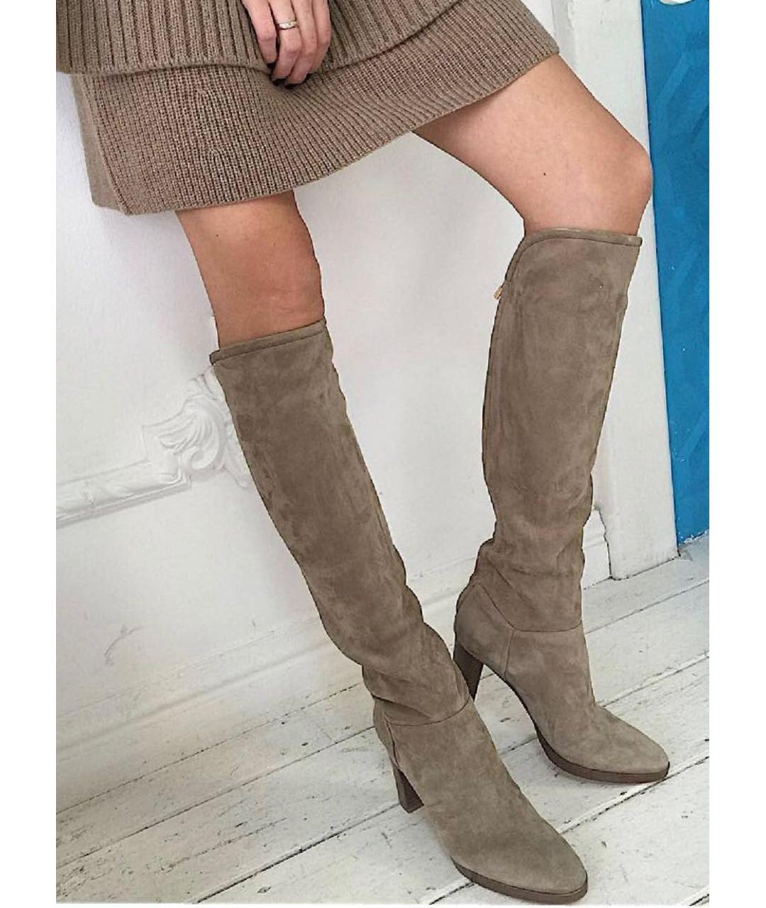 LORO PIANA Бежевые замшевые сапоги, фото 2