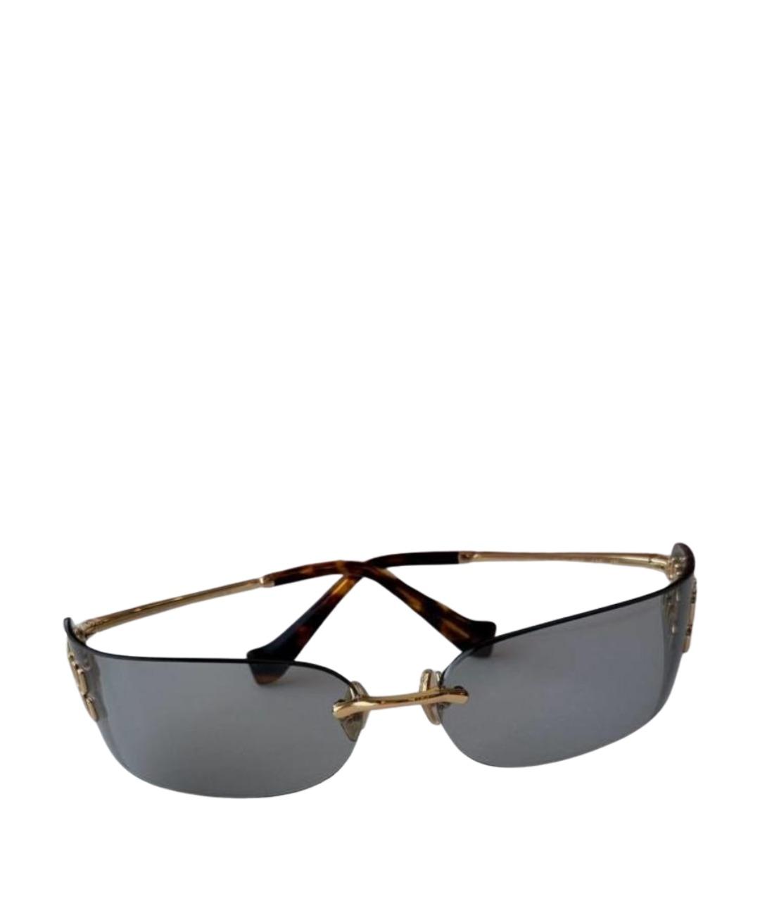 MIU MIU Золотые металлические солнцезащитные очки, фото 1