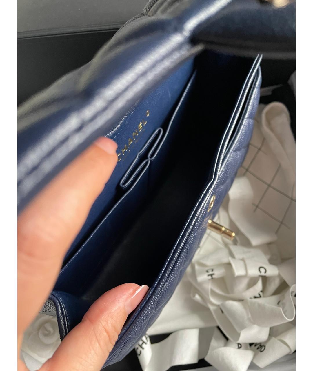 CHANEL Темно-синяя кожаная сумка через плечо, фото 6