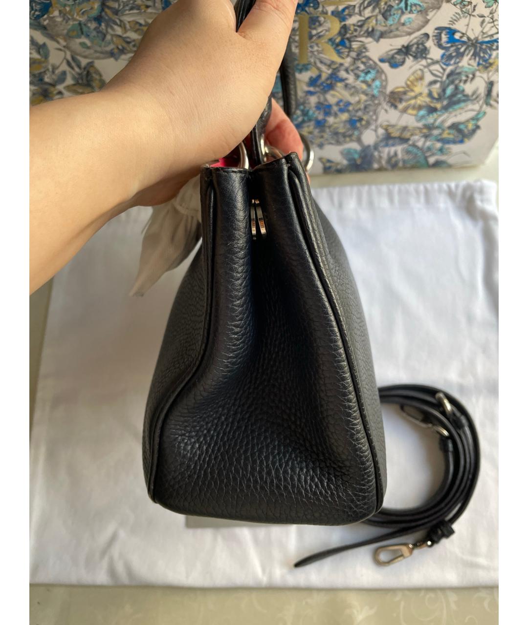 CHRISTIAN DIOR Черная кожаная сумка тоут, фото 4