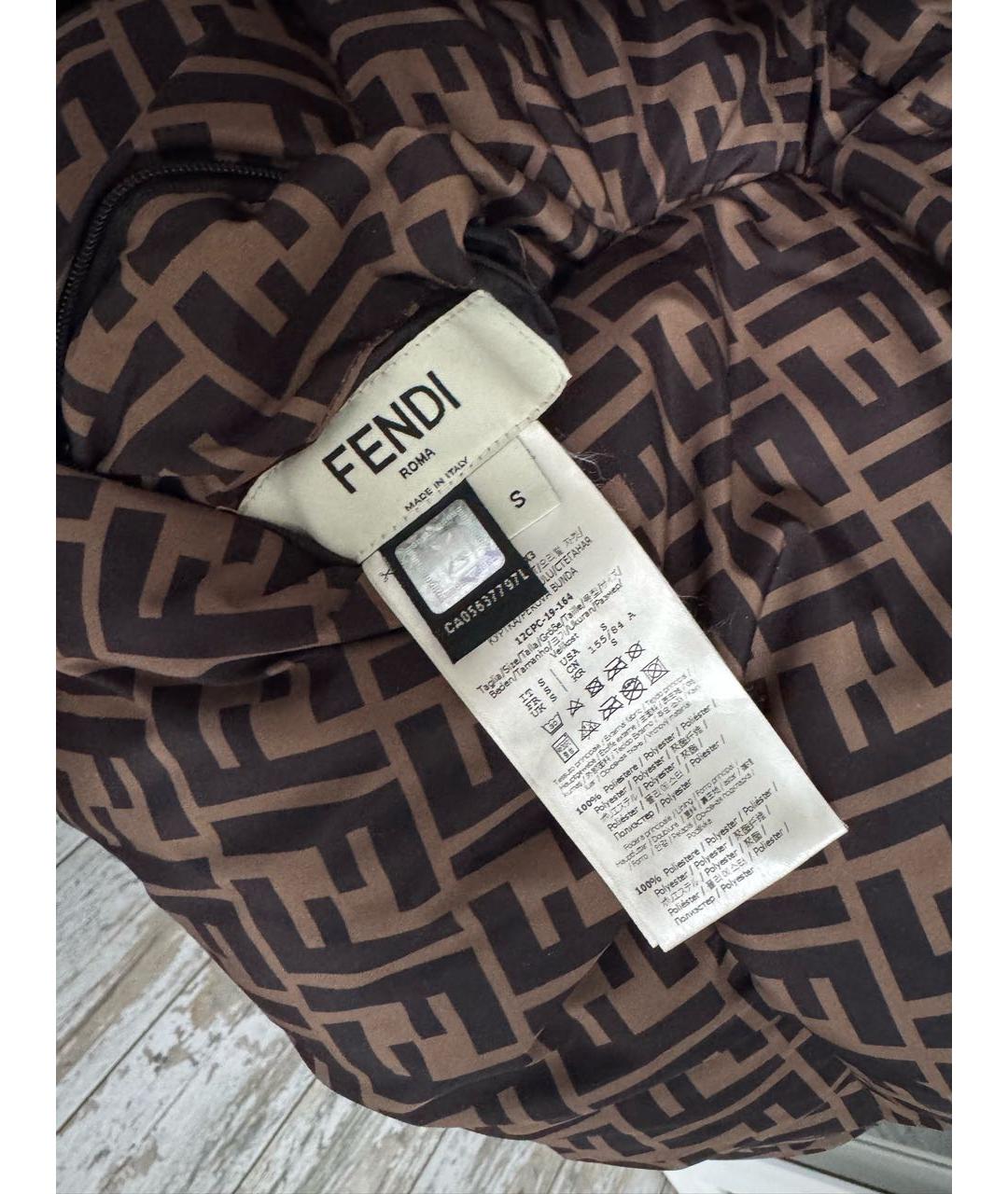 FENDI Коричневый полиамидовый пуховик, фото 3