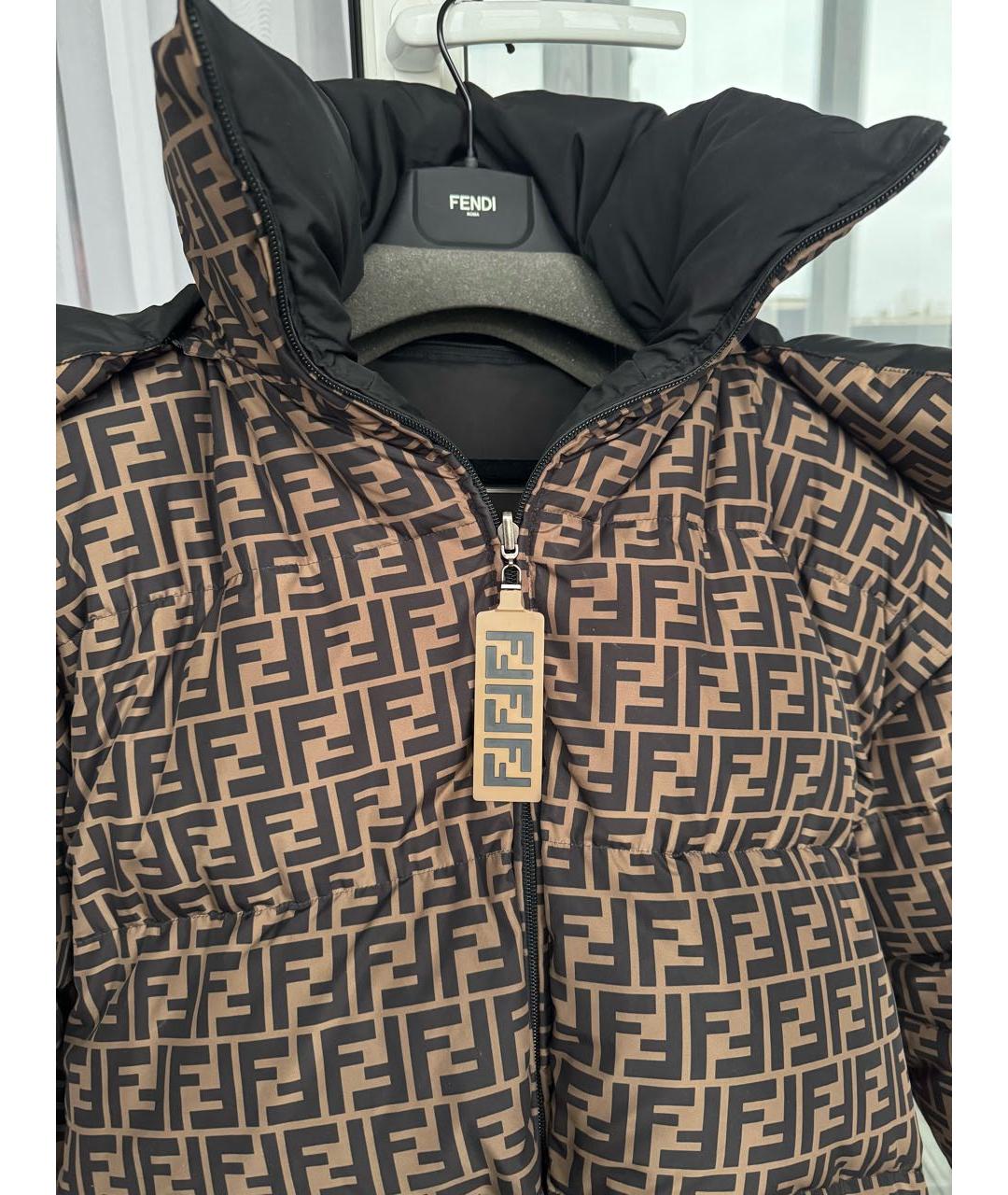 FENDI Коричневый полиамидовый пуховик, фото 4