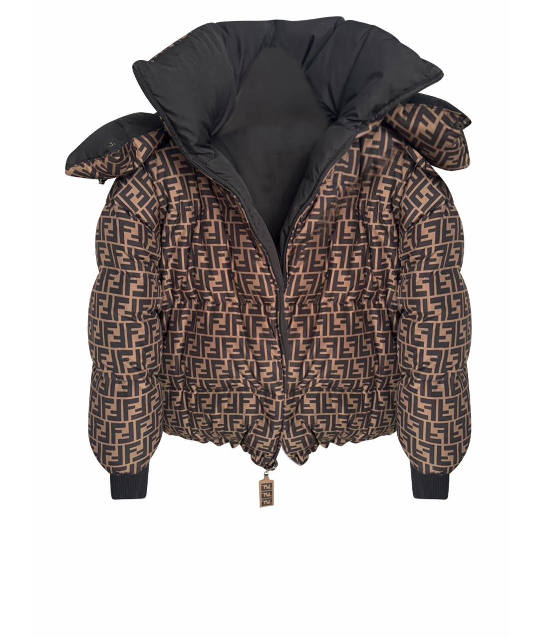 FENDI Коричневый полиамидовый пуховик, фото 1