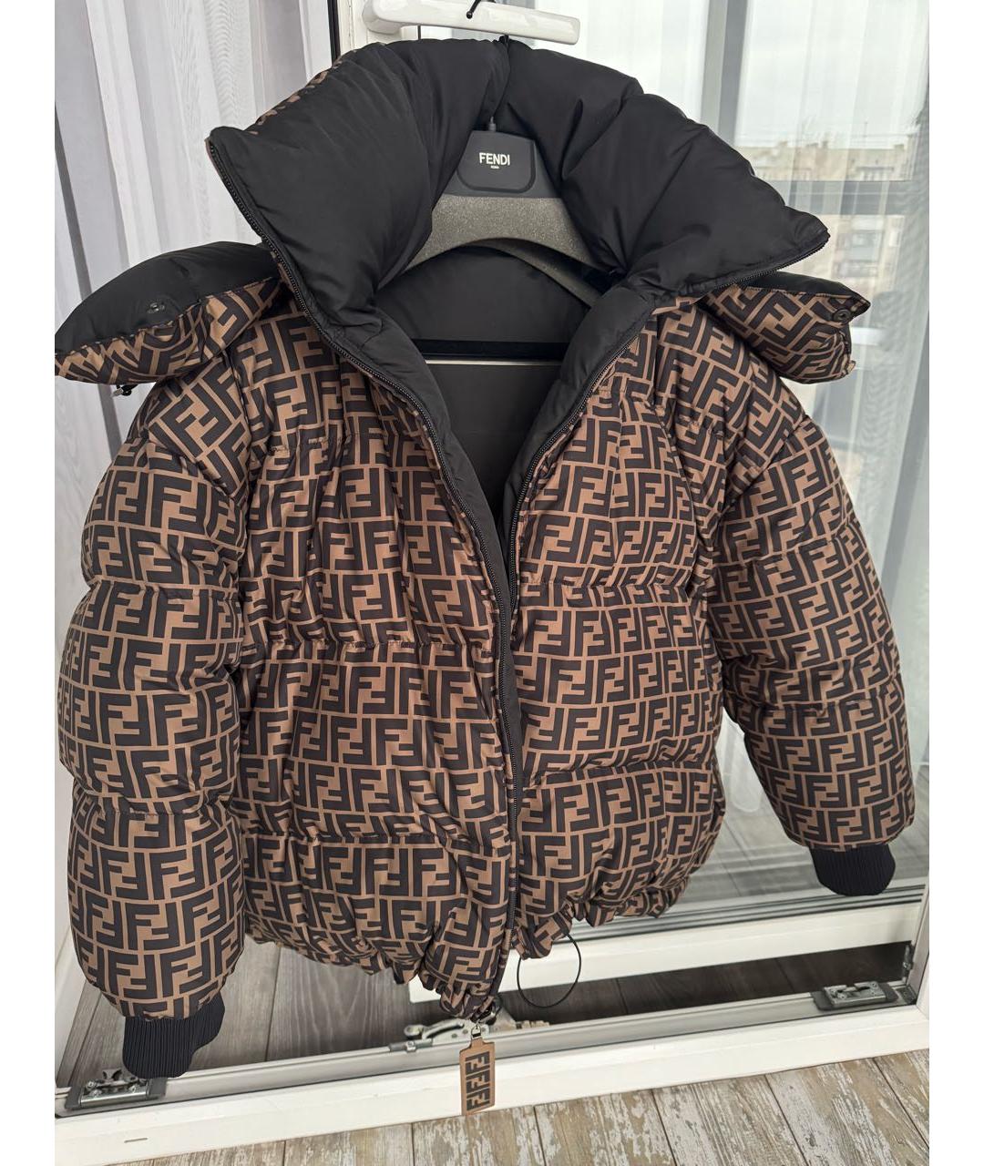 FENDI Коричневый полиамидовый пуховик, фото 5