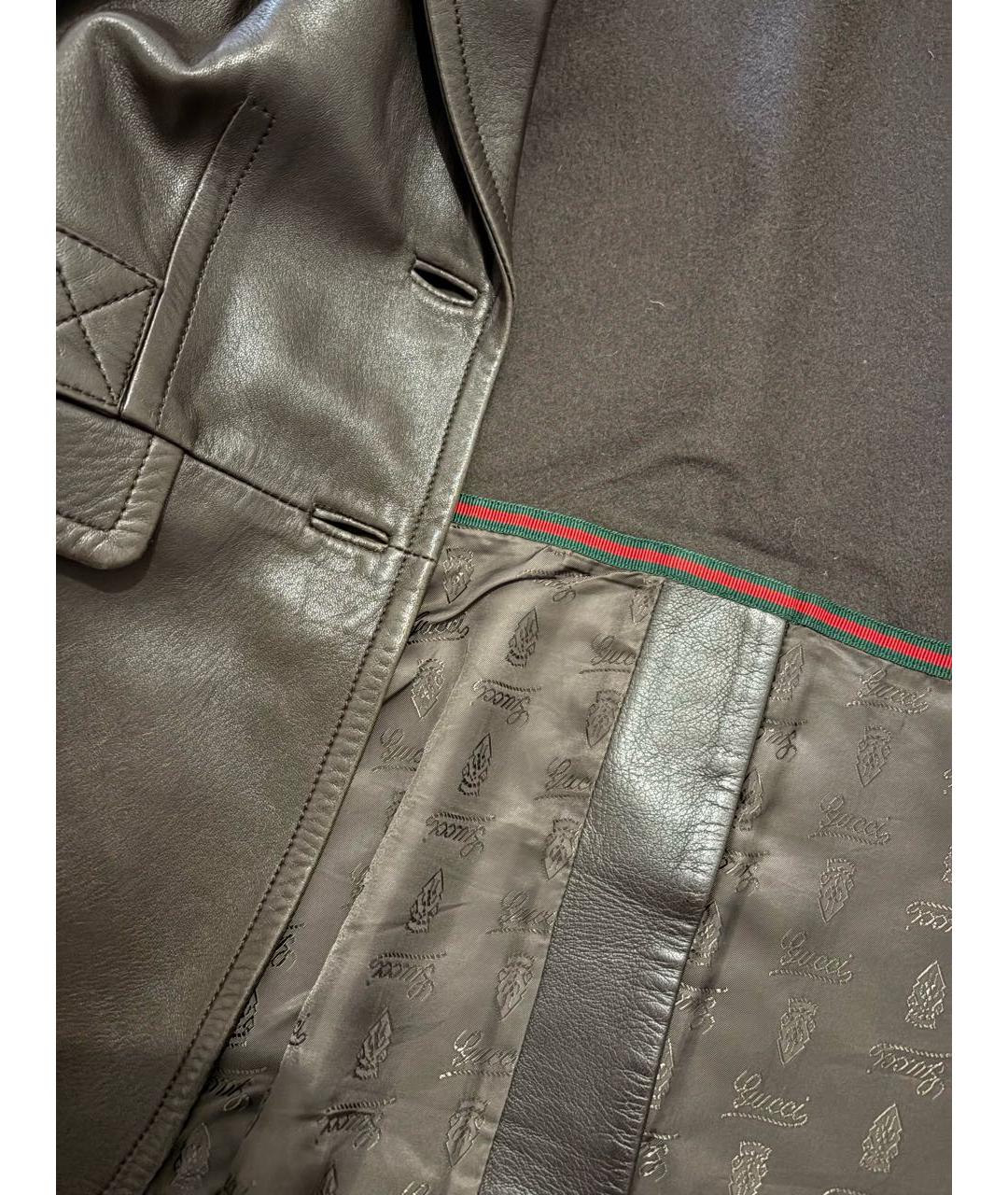 GUCCI Коричневый кожаный жакет/пиджак, фото 5