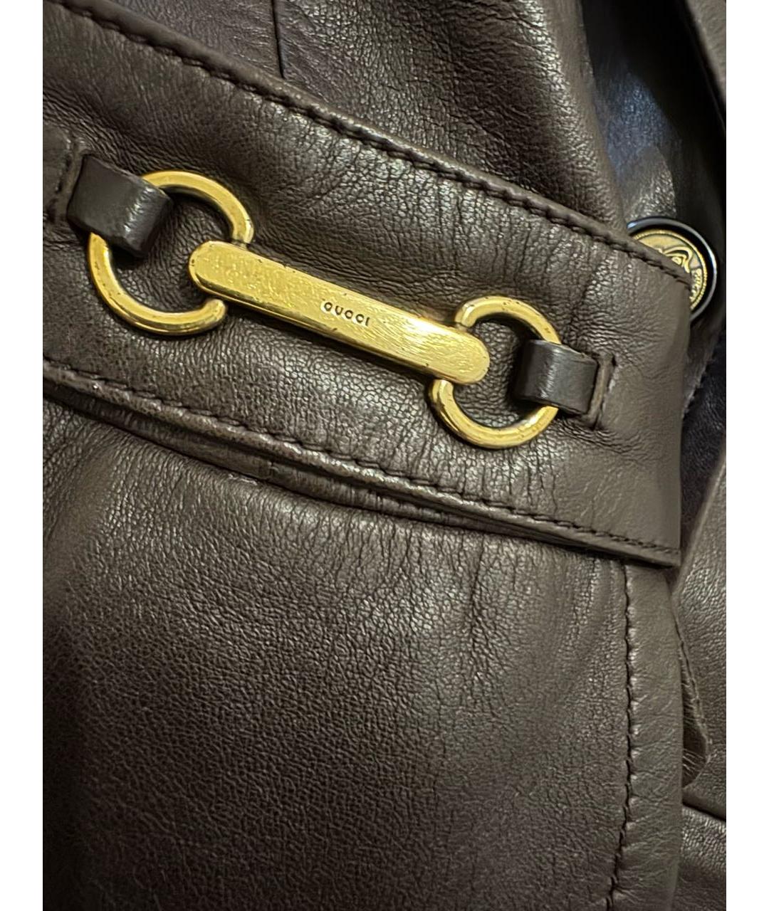GUCCI Коричневый кожаный жакет/пиджак, фото 4