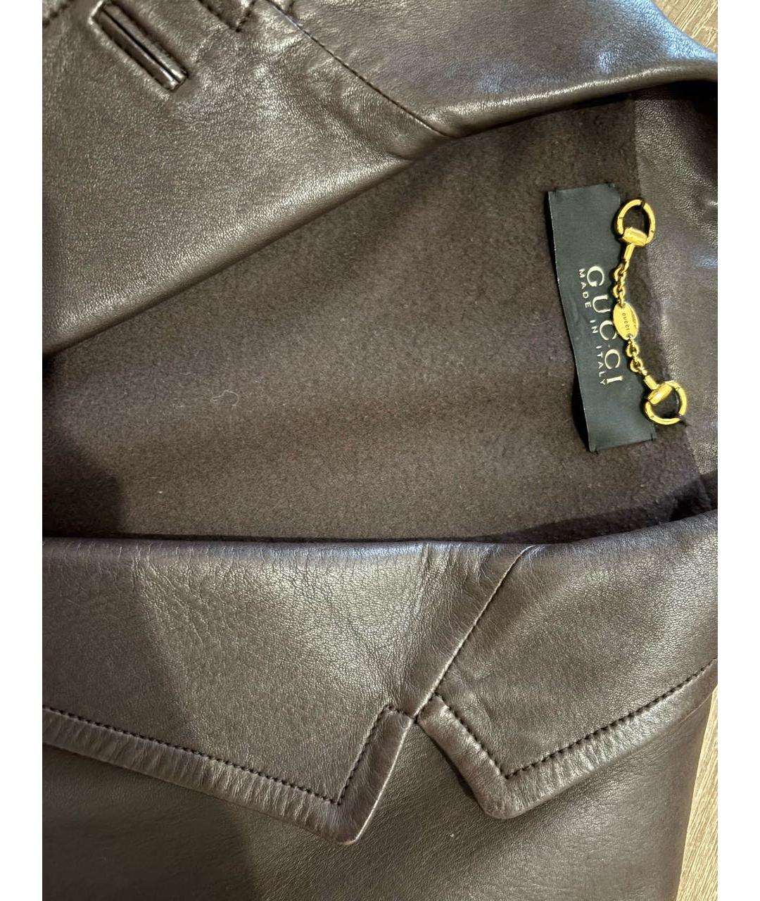 GUCCI Коричневый кожаный жакет/пиджак, фото 3