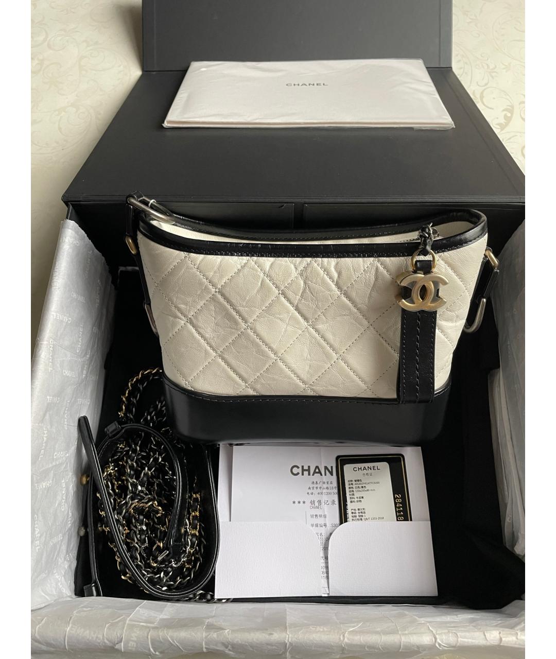 CHANEL Белая кожаная сумка через плечо, фото 7