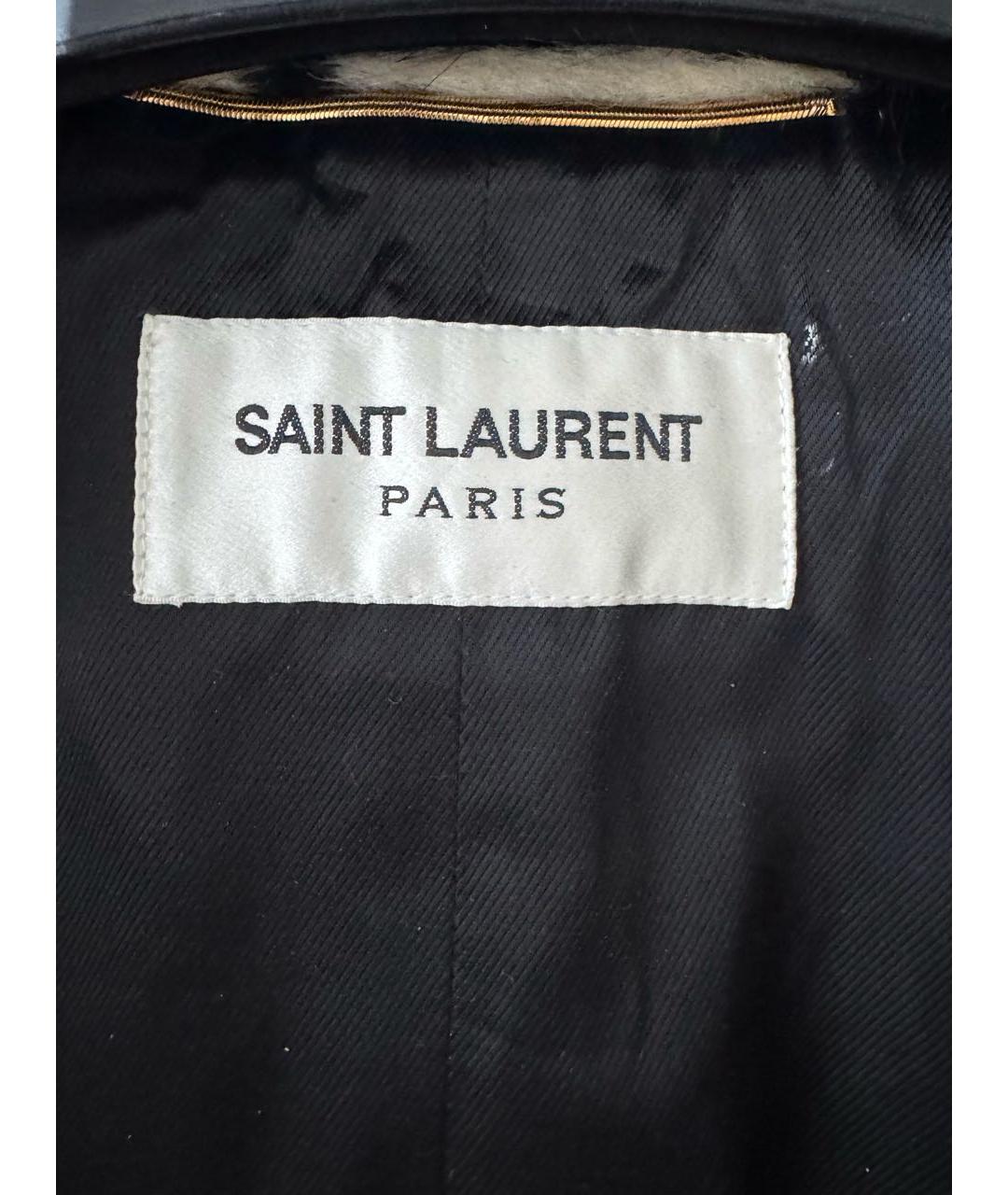 SAINT LAURENT Коричневая полиэстеровая шуба, фото 3