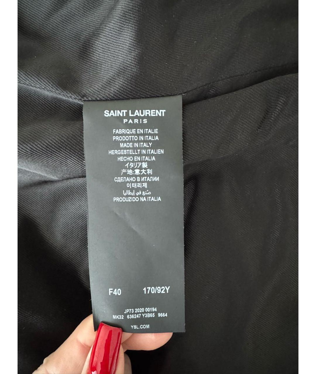 SAINT LAURENT Коричневая полиэстеровая шуба, фото 4