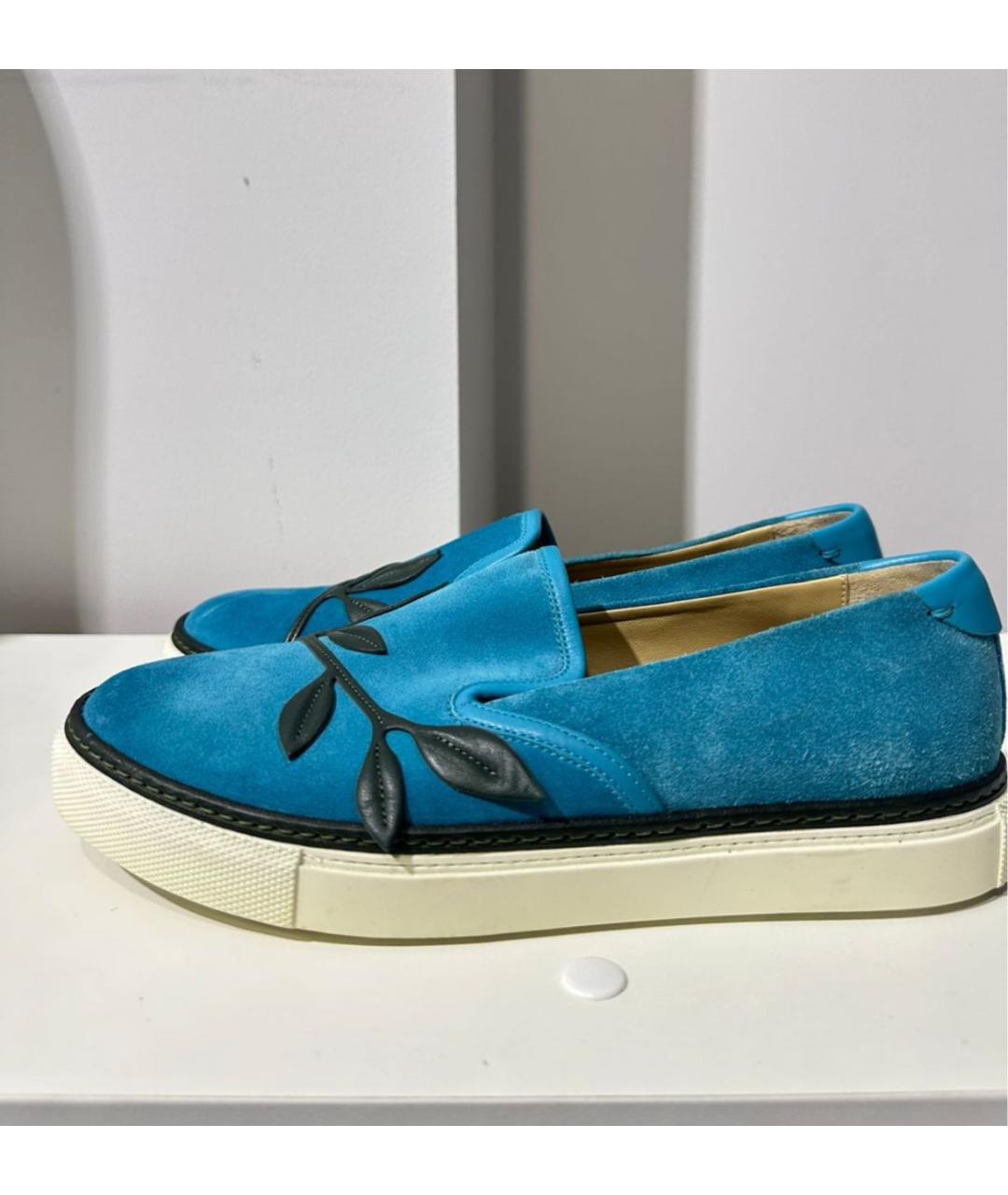 HERMES Голубые замшевые слипоны, фото 6