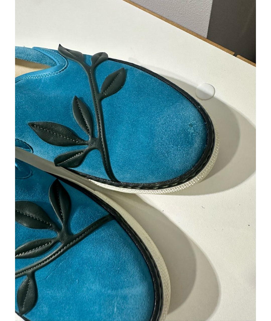 HERMES Голубые замшевые слипоны, фото 3