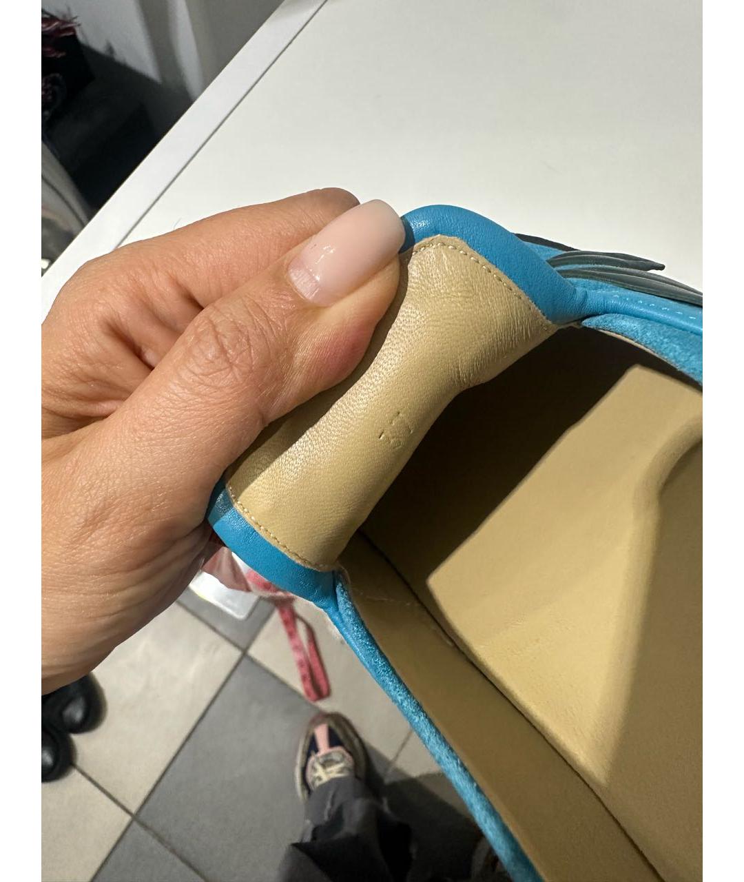 HERMES Голубые замшевые слипоны, фото 2