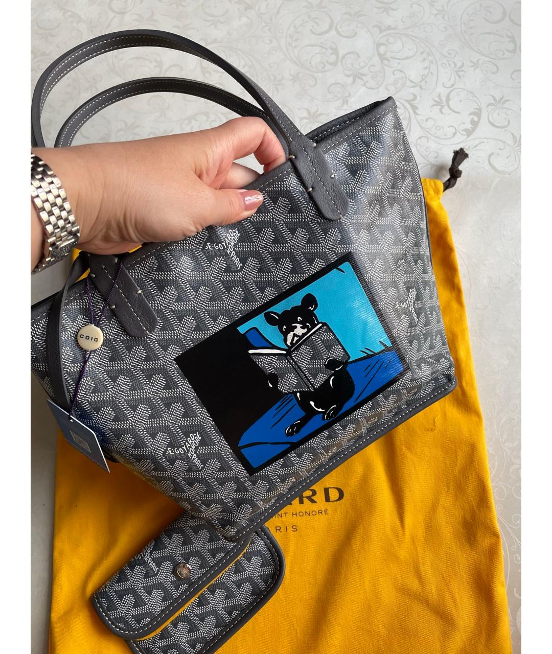 GOYARD Серая сумка через плечо из искусственной кожи, фото 2