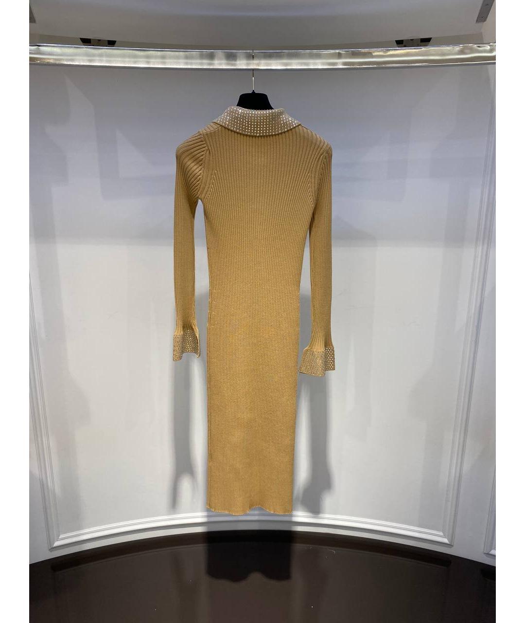 GIUSEPPE DI MORABITO Бежевое вискозное повседневное платье, фото 3