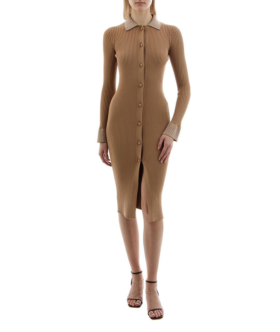 GIUSEPPE DI MORABITO Бежевое вискозное повседневное платье, фото 2