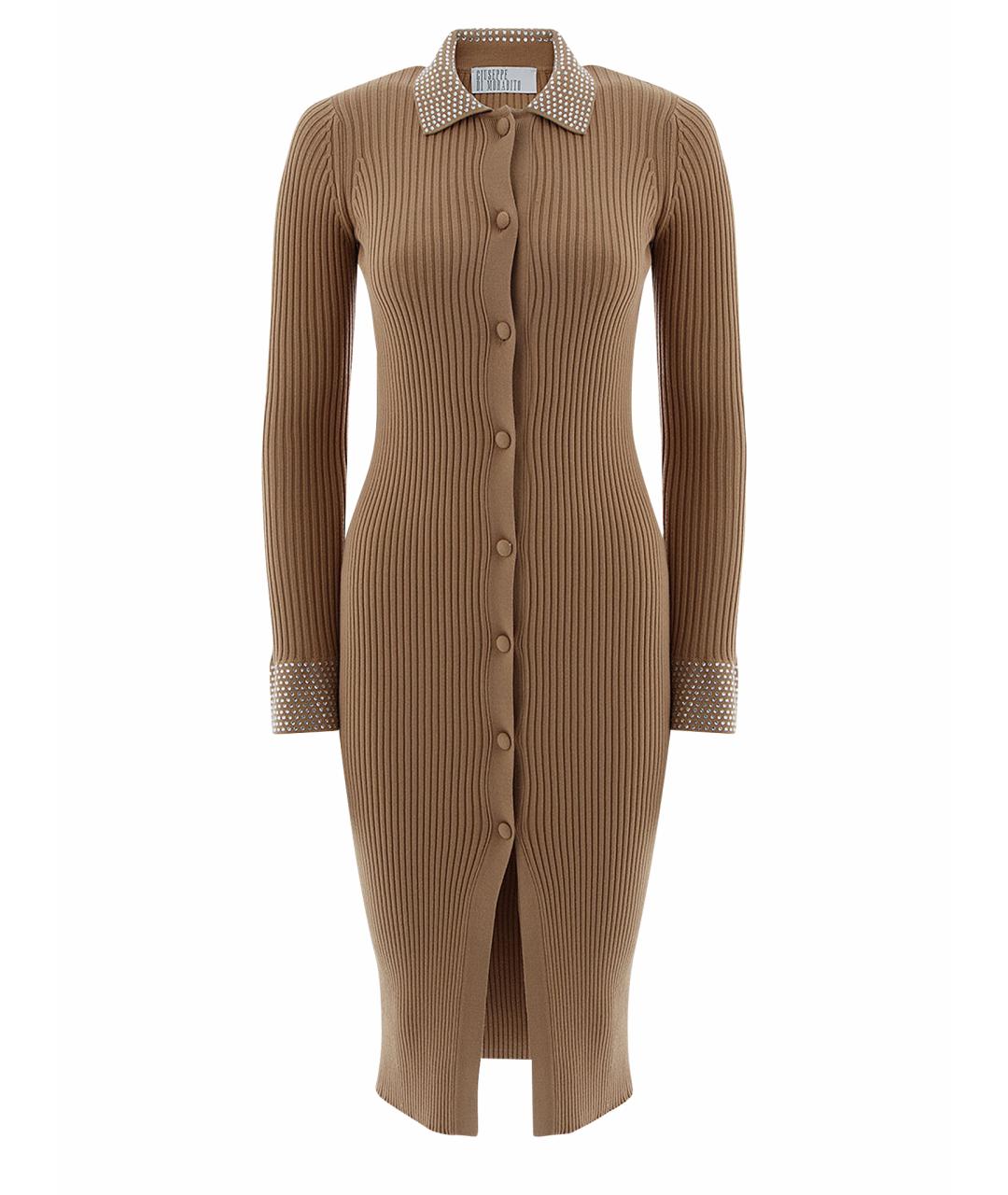 GIUSEPPE DI MORABITO Бежевое вискозное повседневное платье, фото 1