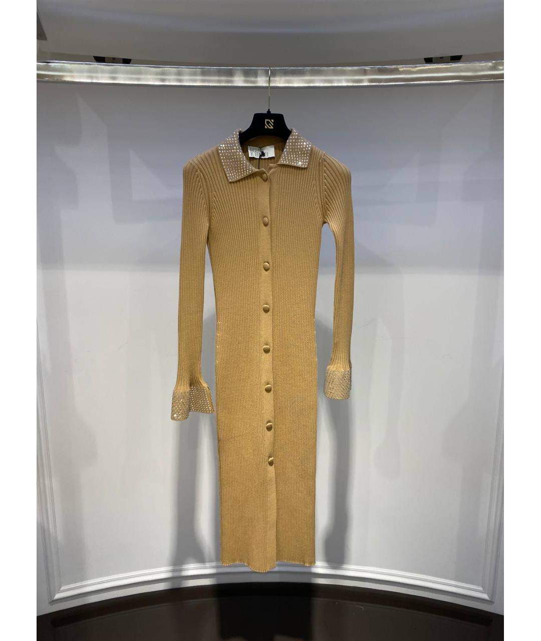 GIUSEPPE DI MORABITO Бежевое вискозное повседневное платье, фото 4