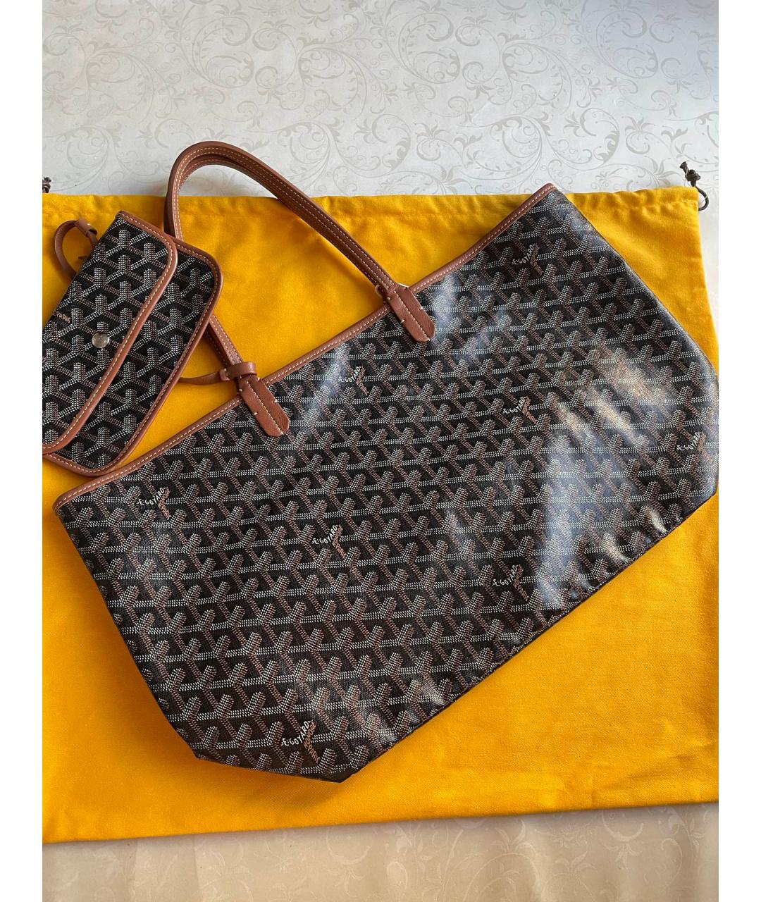 GOYARD Коричневая кожаная сумка через плечо, фото 2