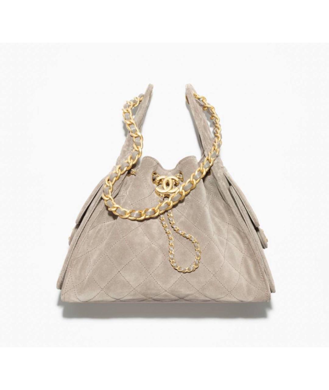CHANEL Серая замшевая сумка тоут, фото 3