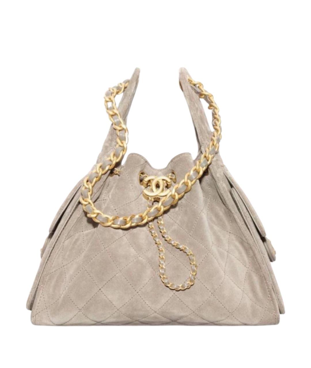 CHANEL Серая замшевая сумка тоут, фото 1